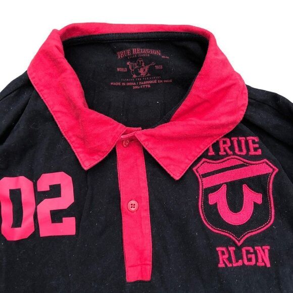 VINTAGE True Religion Long Sleeve Polo Shirt XXXL - Picture 2 of 10